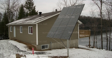Panneau solaire sur pied maison hiver